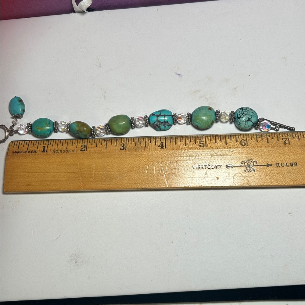 Turquoise Nugget & AB Bracelet - Picture 9 of 11